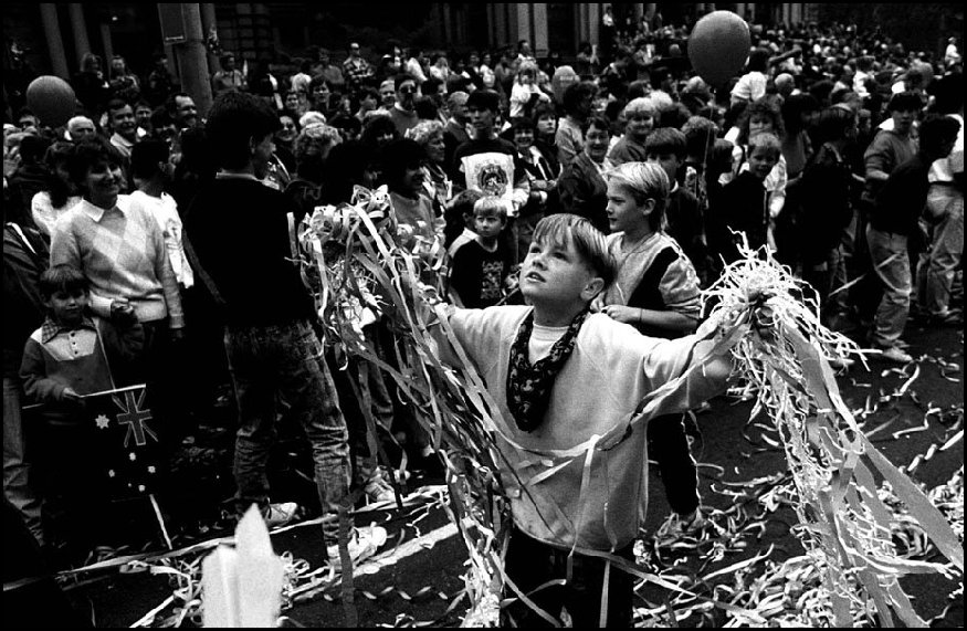 Boy at Australian Test Cricket Victory Parade Sydney c.1987