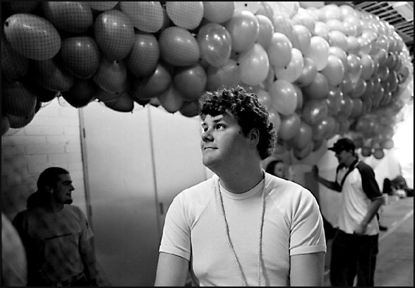 Balloon man in tunnel at Telstra Stadium before Grand Final - c.2002