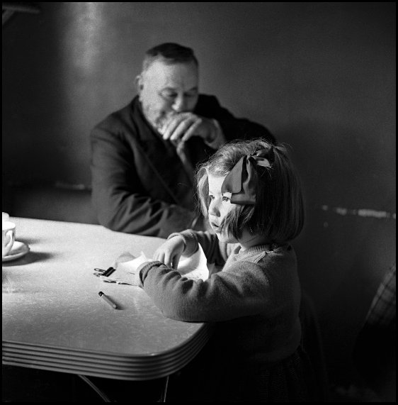 Sally McFarlane with her grandfather Amos Chaplin Downing Street - 1960