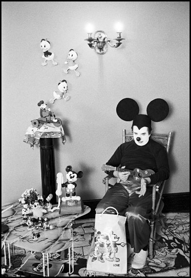 US singer Tiny Tim (1932-1996) dressed as Mickey Mouse in 1979 Martin Sharp film "Street of Dreams"