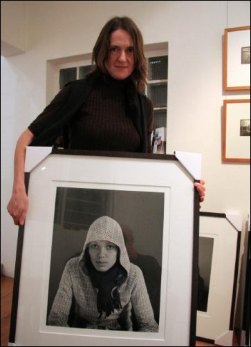 Kate Baker preparing to hang her exhibition at Mary Meyer Gallery, Darlinghurst