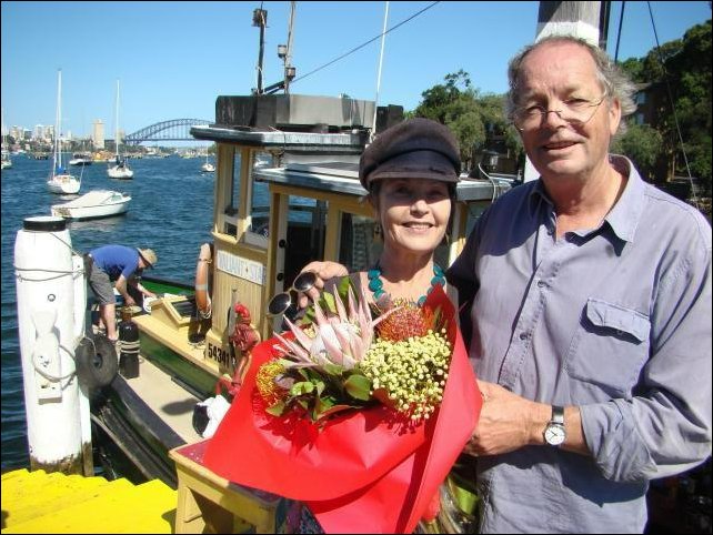 Anthony Browell with his partner Jan Howlin at Birchgrove with the Valiant Star in the background