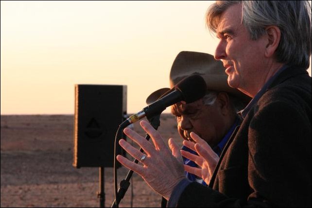 Dieri Native Title Lawyer Steve Kenny (R) with Edward  (Eddie) Lander (L) at Marree Handover 