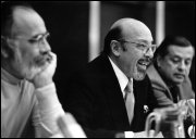 US Atlantic Records triumvirate Jerry Wexler, Ahmed Ertegun and Nesui Ertegun in Paris- 1972